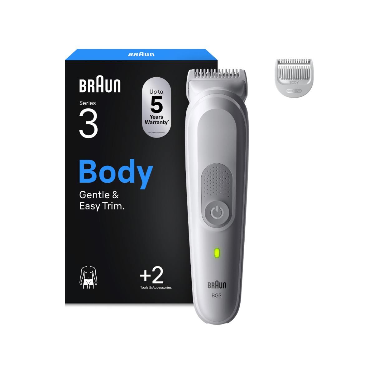 Braun Braun Bg3500 Series 3 súprava na starostlivosť o telo, 2 nadstavce na úpravu, vodoodolná
