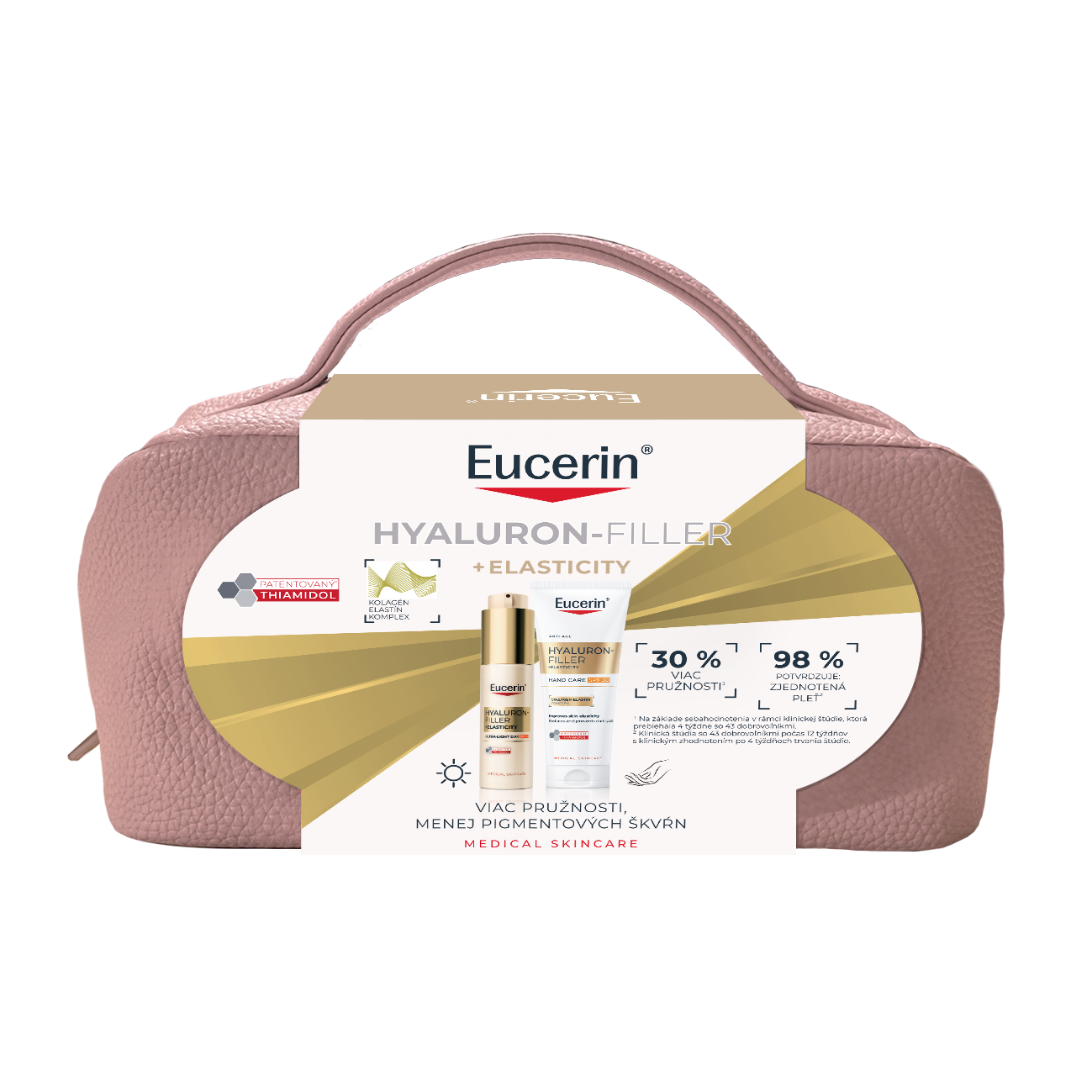 Eucerin Eucerin Vianočná taštička Hyaluron-Filler + Elasticity Ultra ľahký denný krém Spf 50 + Krém na ruky s depigmentačným účinkom Spf 30