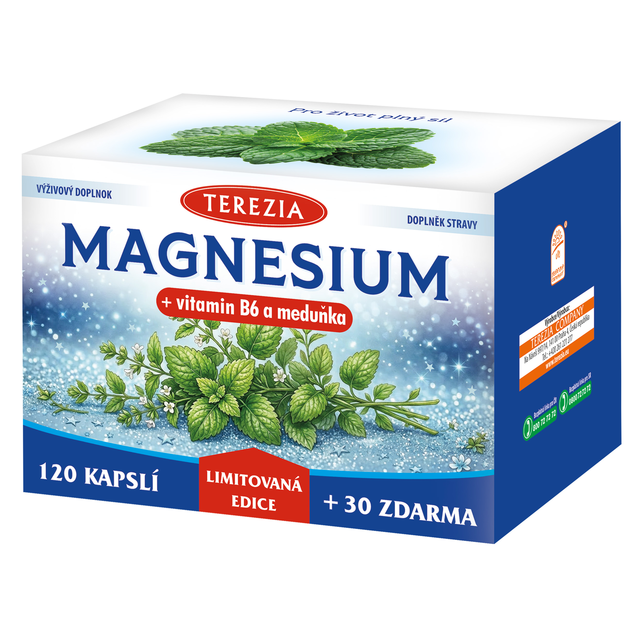 Terezia Terezia Magnézium + vitamín B6 a medovka 120+30 cps Zadarmo - Limitovaná edícia
