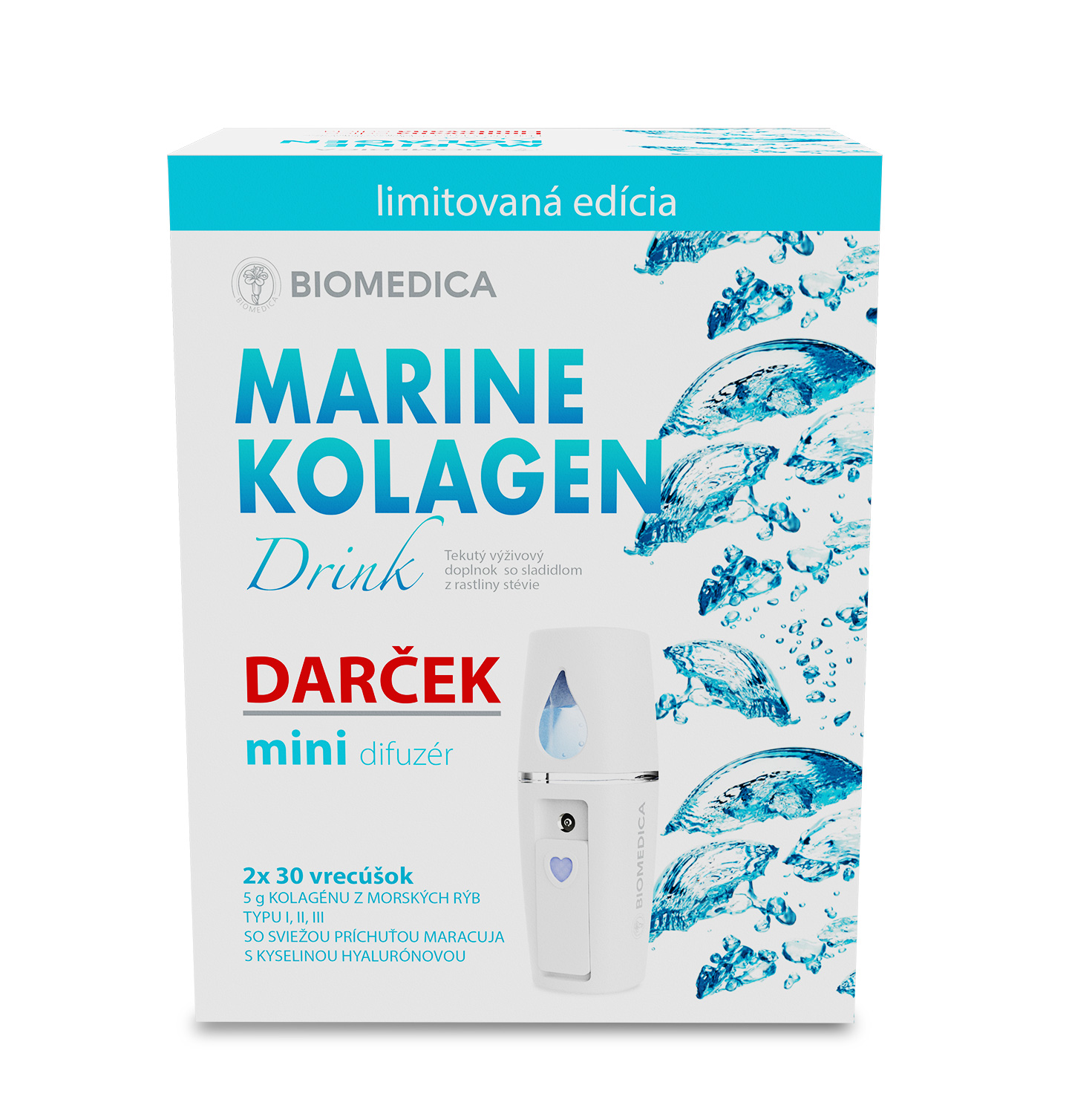 Biomedica Biomedica Marine Kolagen Drink limitovaná edícia 2x30 vrecúšok + Darček mini difuzér