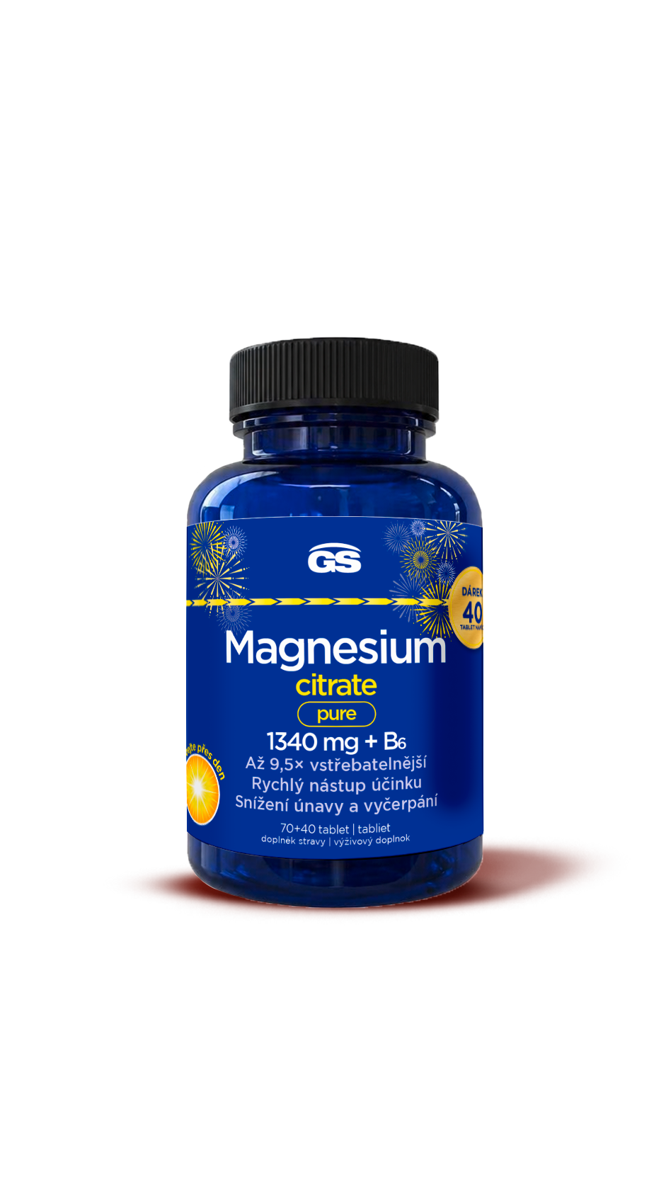 GS GS Magnesium citrate pure 1340 mg + B6, tbl. 70+40 darček