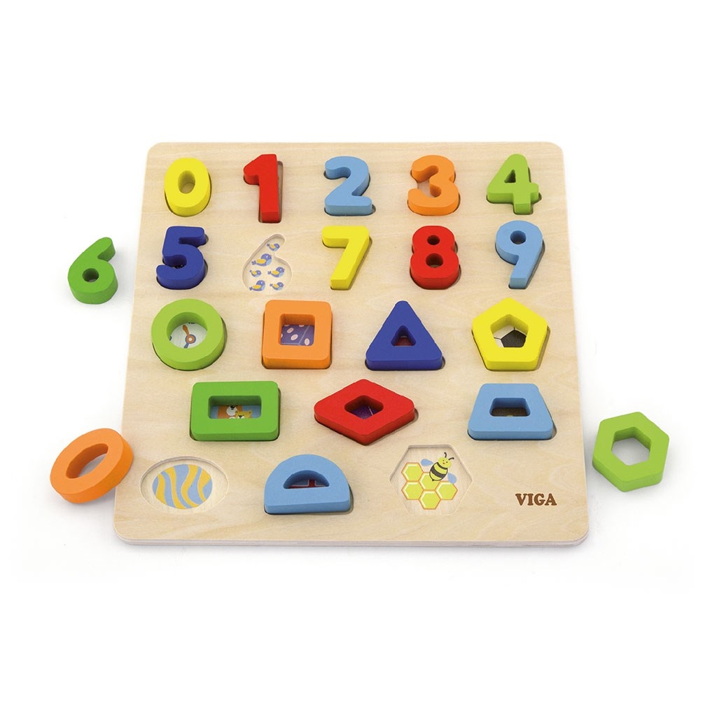 Viga Drevené vkladacie puzzle Viga Čísla a tvary, 20C52183